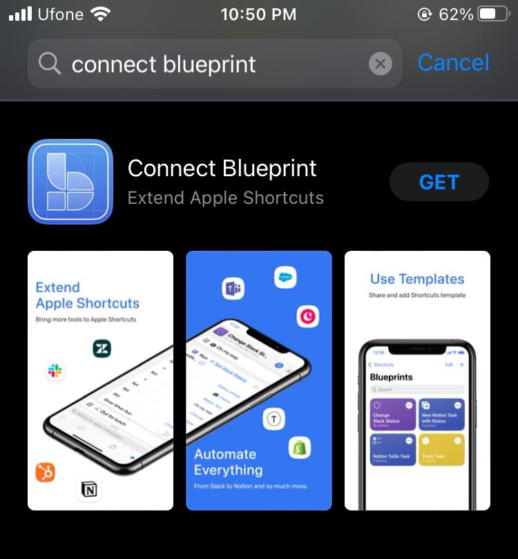 connect blueprint app in app store