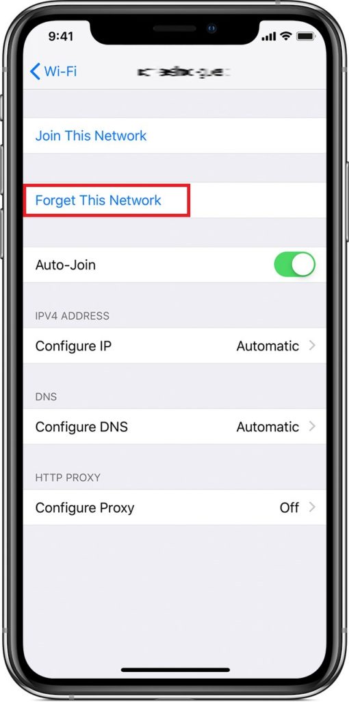 forget this network iphone wifi