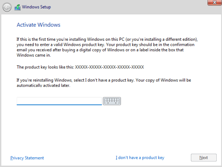 Use Product Key to install Windows 11
