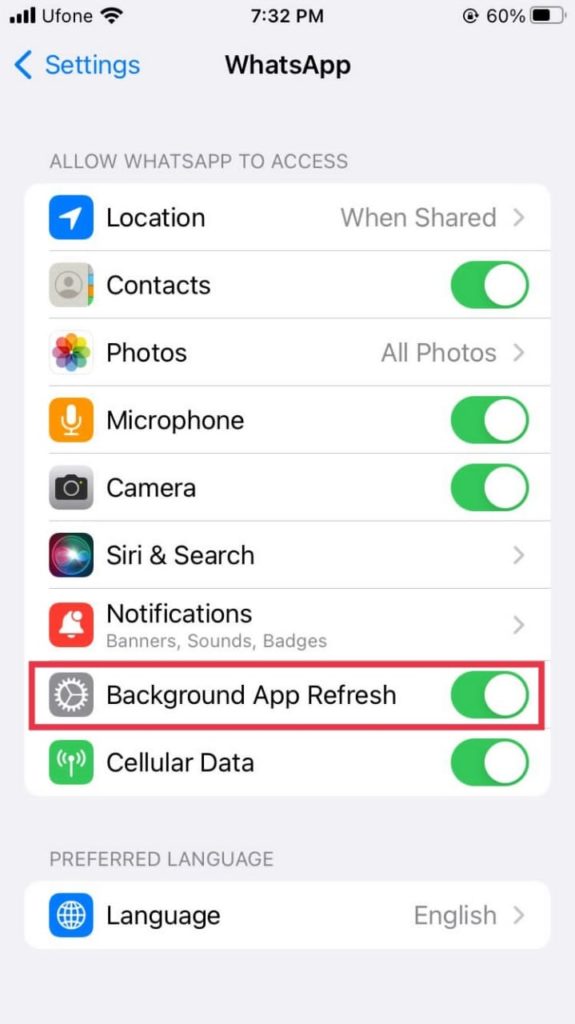 enable Background App Refresh