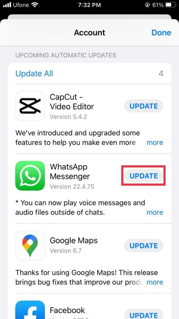 Update WhatsApp