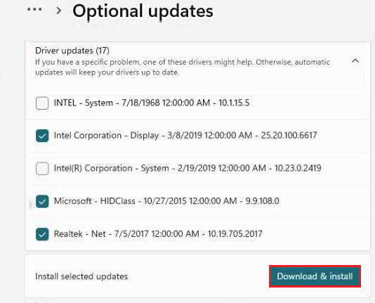 optional updates in advanced updates in windows 11