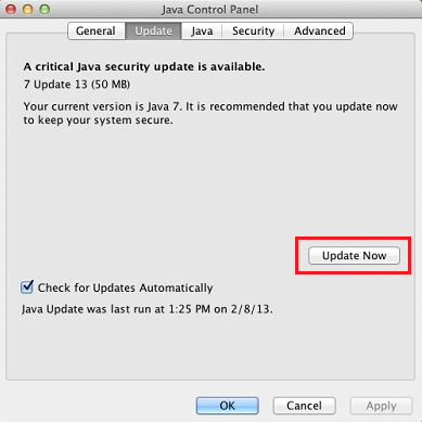 Update Java Mac version
