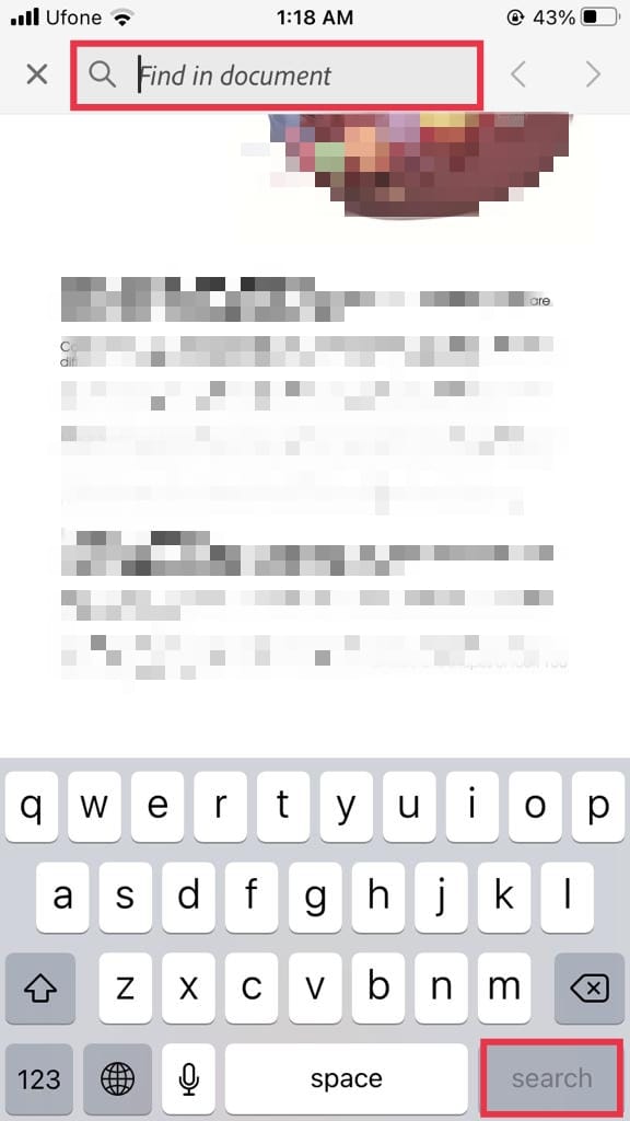 Search Words in a Document on iPhone