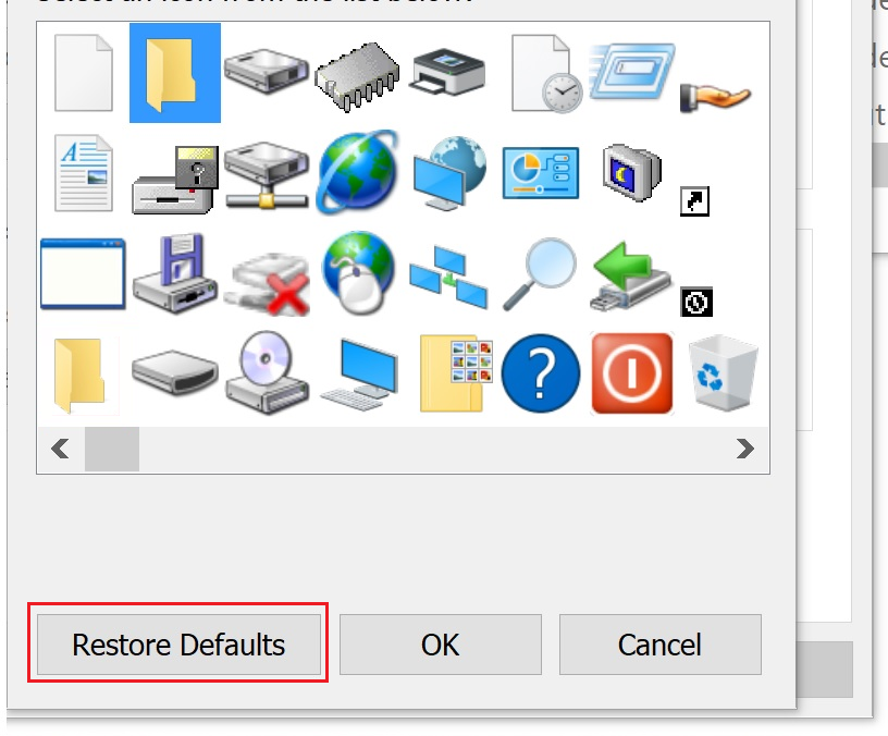 restore default icon Windows 11
