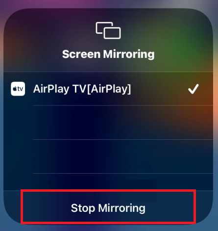 stop mirroring option 