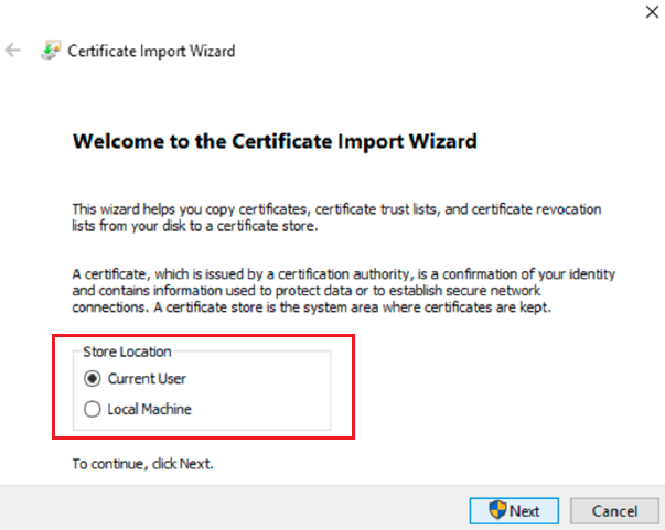 certificate import wizard in windows 11