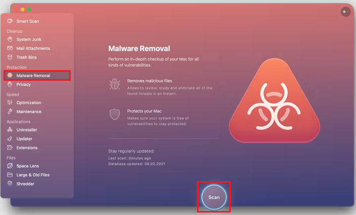 malware removal in cleanmymac x 