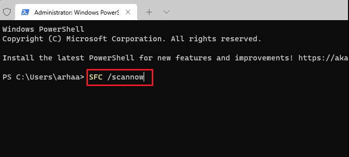 sfc scan in command prompt