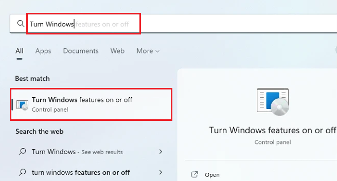 turn windows features on or off 