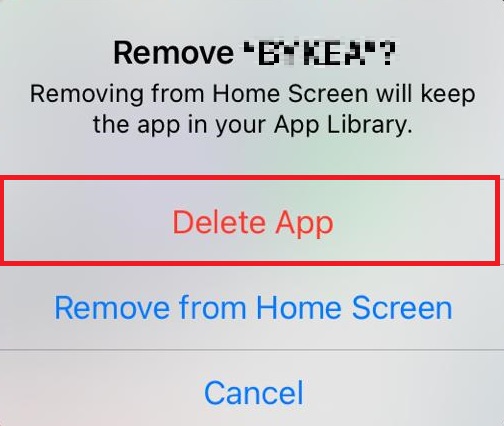 delete app option