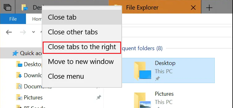 close tabs to the right option