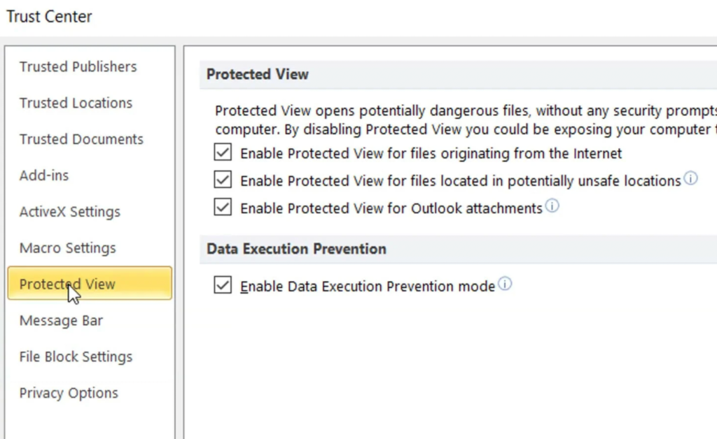file couldnt open in protected view error on word