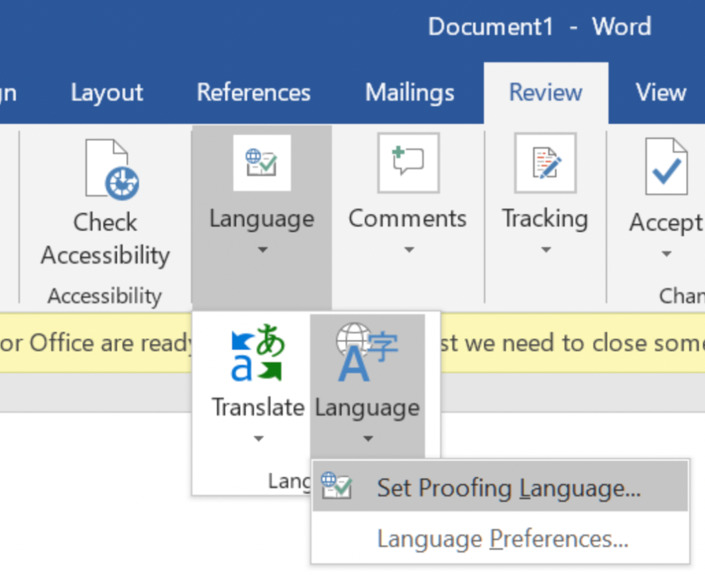 proofing tools missing on Microsoft Word