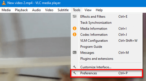 Preferences in VLC media player app 