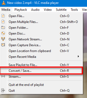 Convert/save in VLC media player