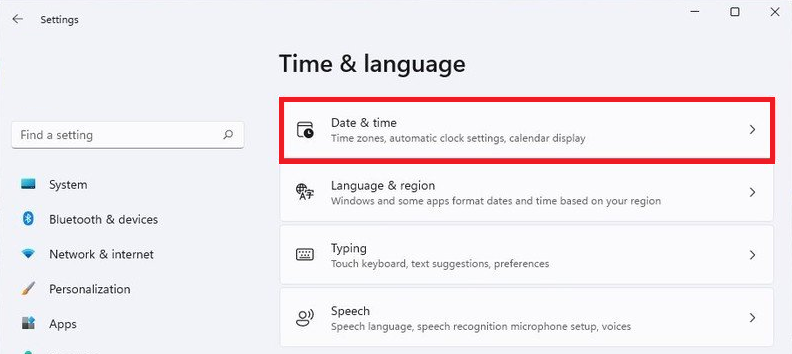 time & language settings windows 11