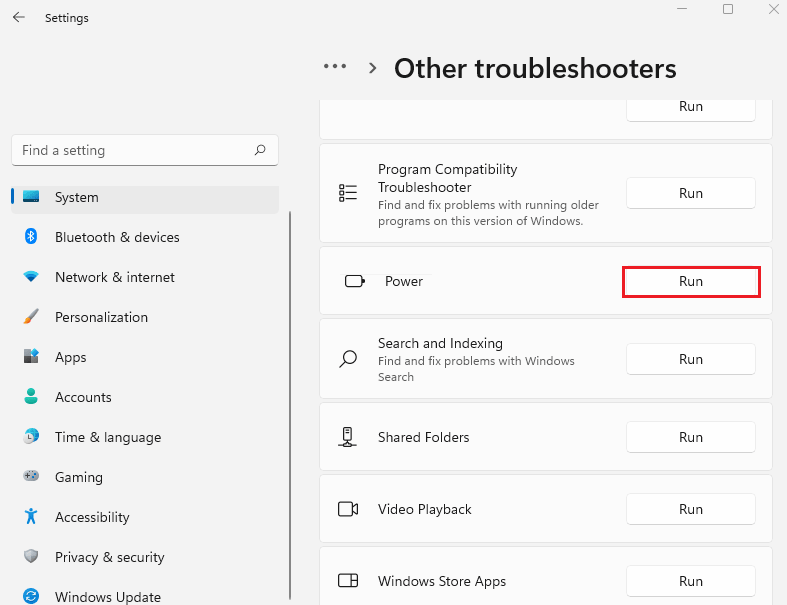 other troubleshooter in Windows Settings