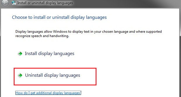 uninstall display languages