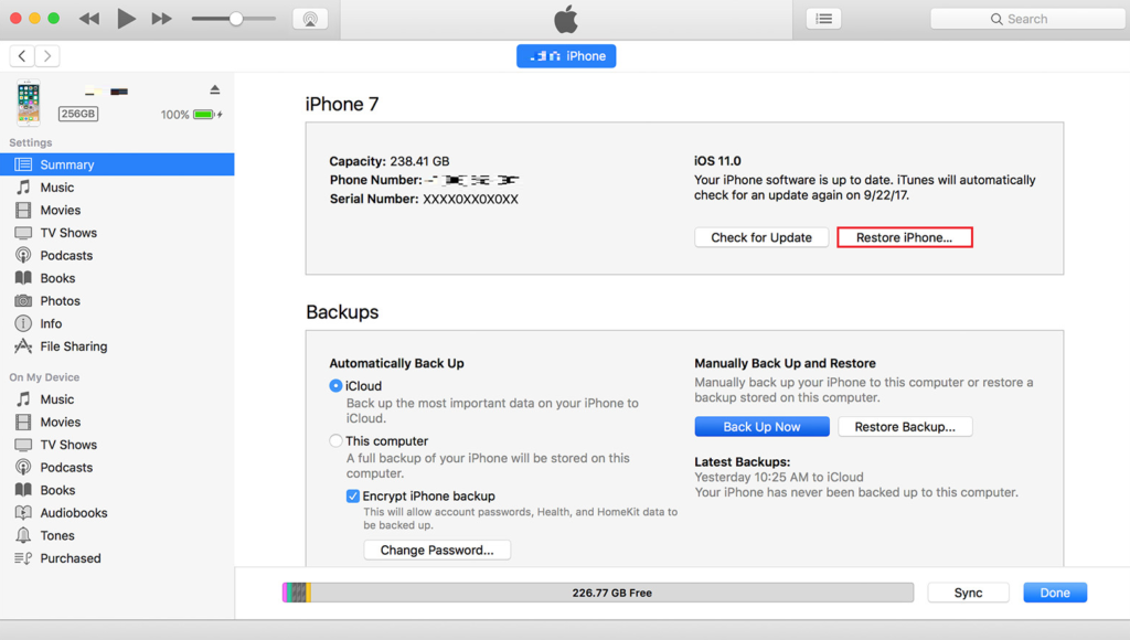 restore iphone with iTunes