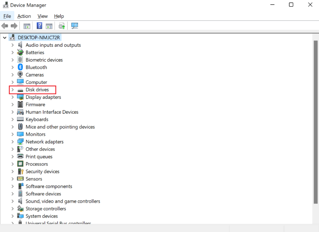 disk drives in device manager