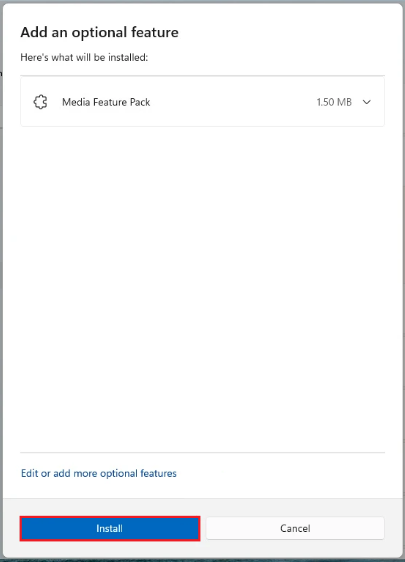 install media feature pack
