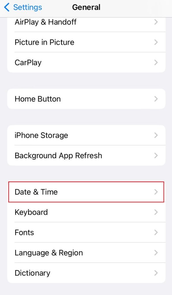 iphone date & time setting
