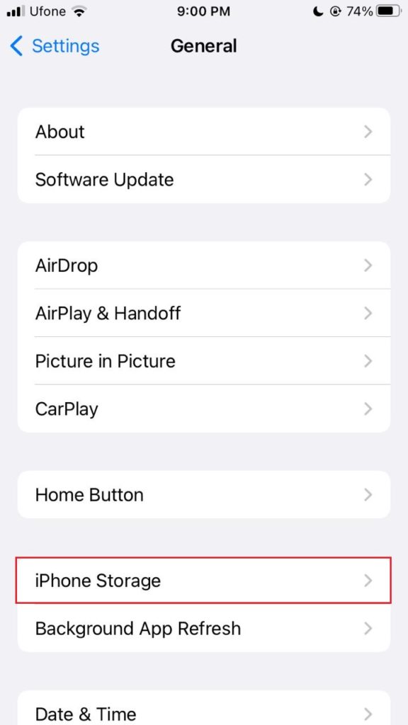 iphone storage in iphone settings
