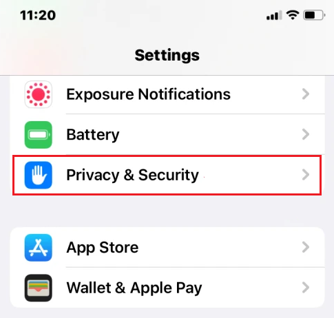 privacy & security settings