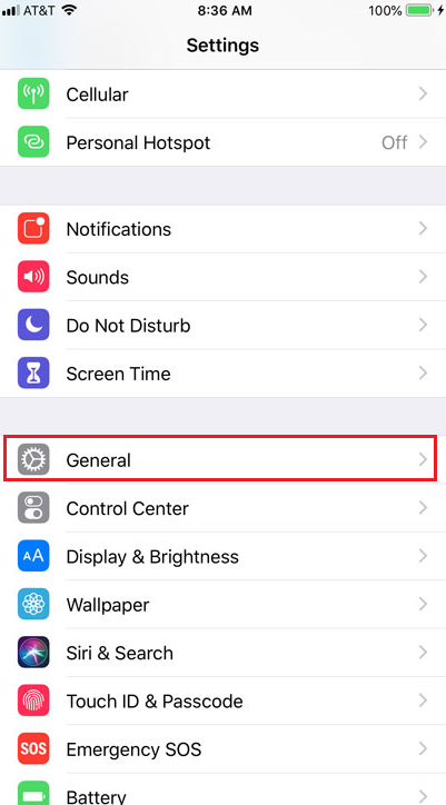 general settings iphone