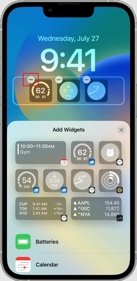 remove widgets on iOS 16