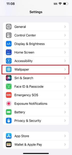 wallpaper in iphone settings
