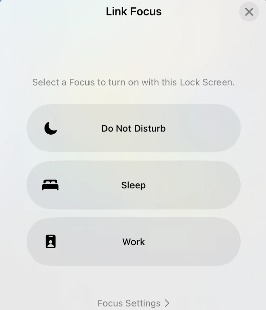 link focus to lock screen iphone