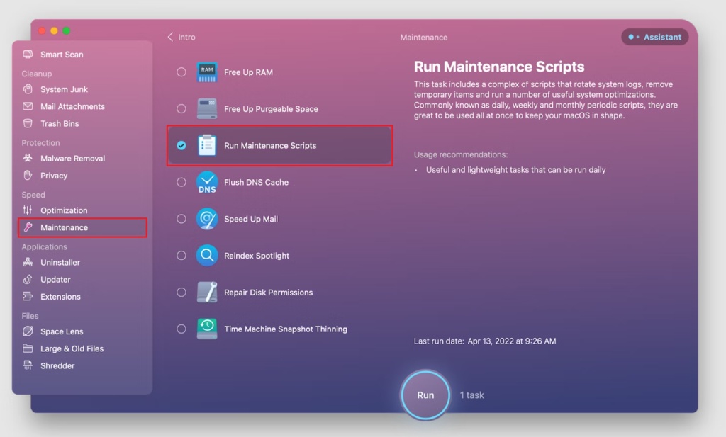 Run Maintenance Scripts Mac