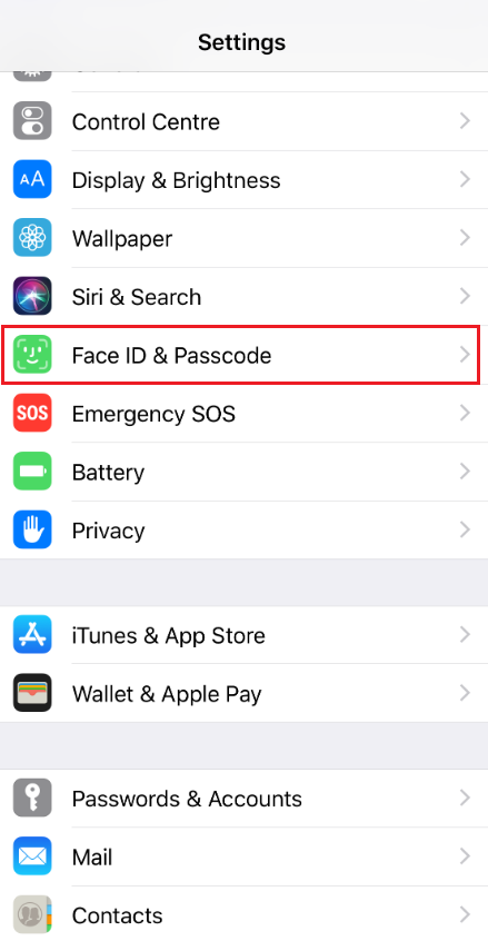 Face ID & Passcode iPhone