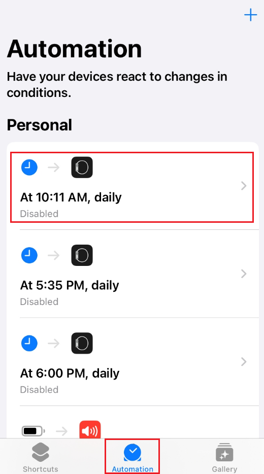 Automation tab Watch app