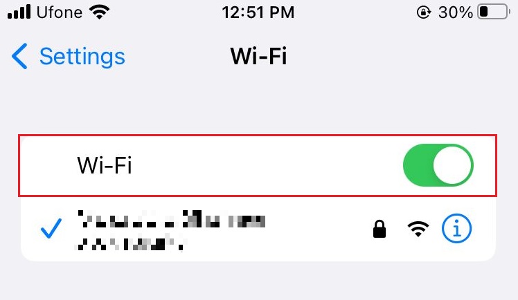 enable Wi-Fi on iPhone