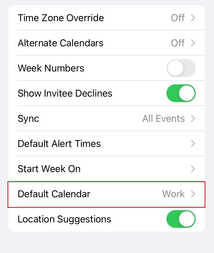 default calendar iPhone