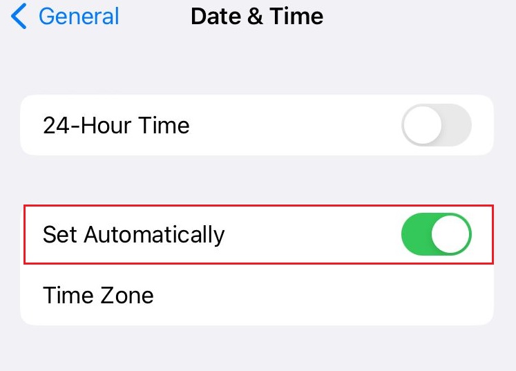 set automatically in date & time setting