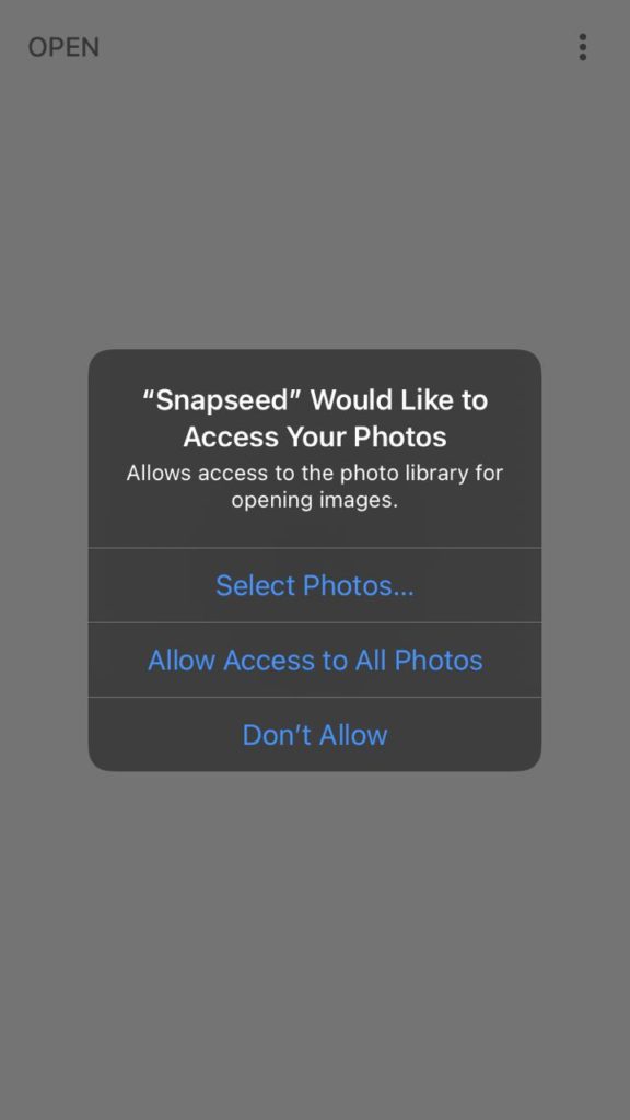 access your photos snapseed