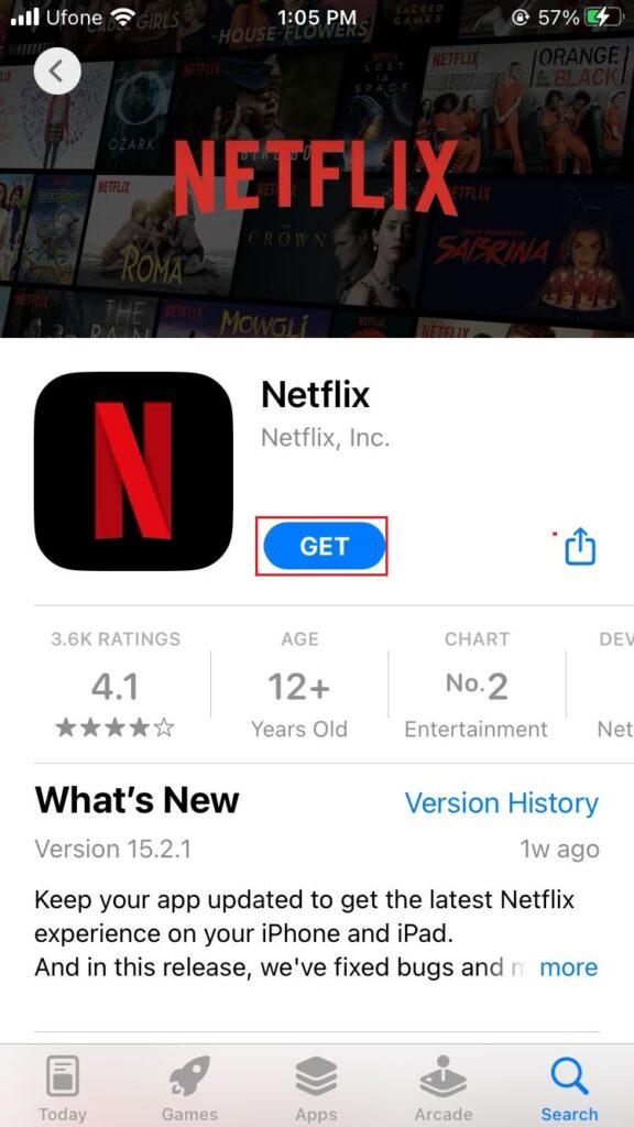 netflix app in app store