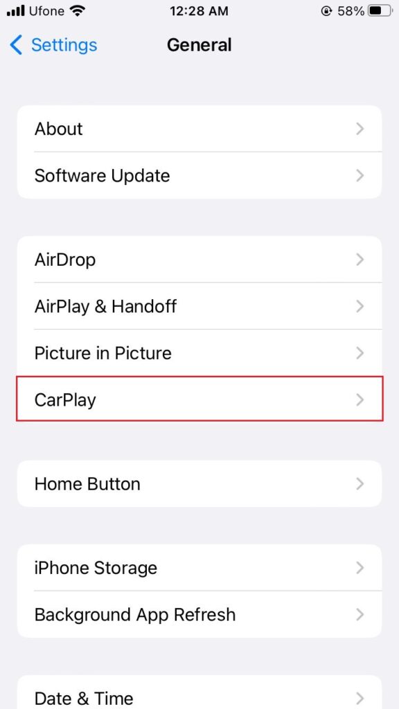 CarPlay settings iPhone