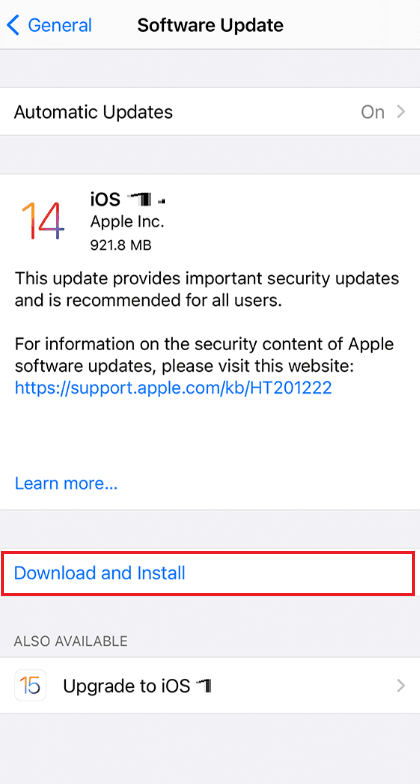 download and install iOS update