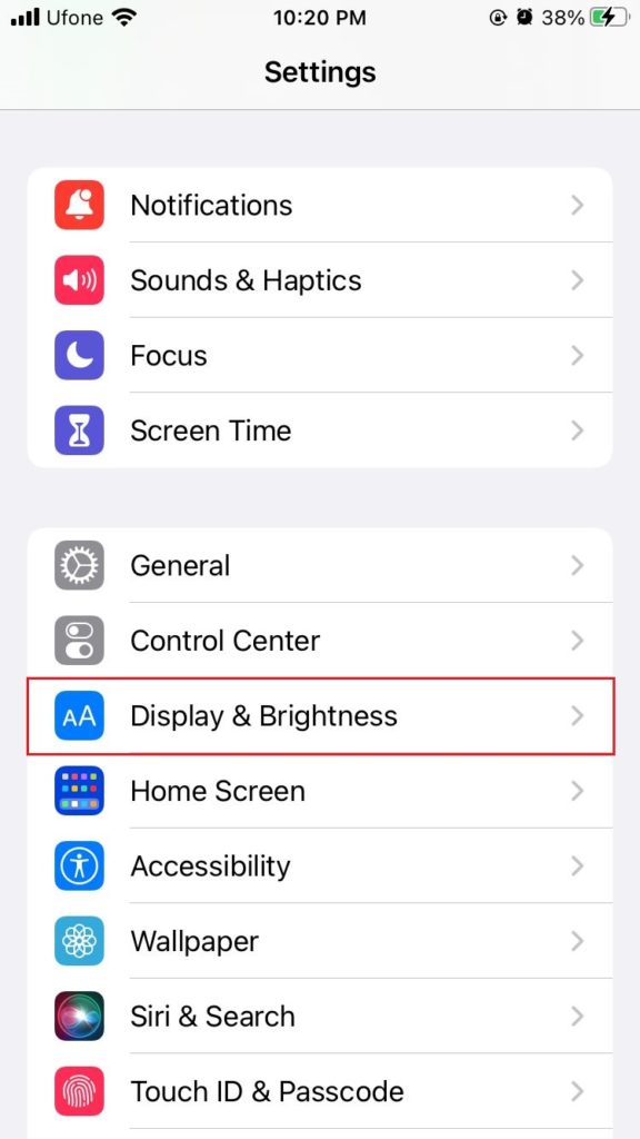 iphone display & brightness settings