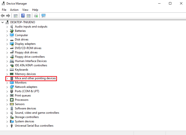 mice and other pointing devices in device manager