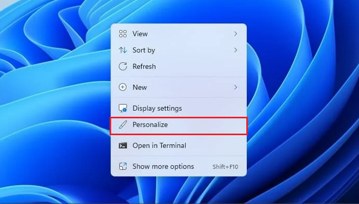 personalize windows option