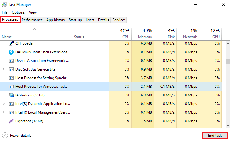 Task Manager in windows