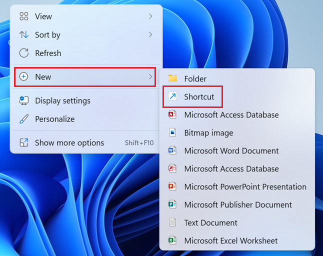 create a desktop shortcut Windows 11