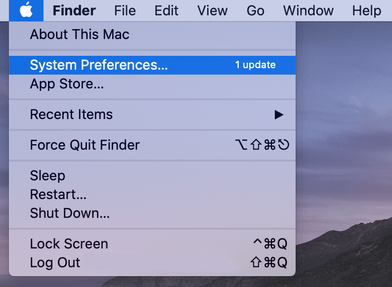 Apple menu on Mac