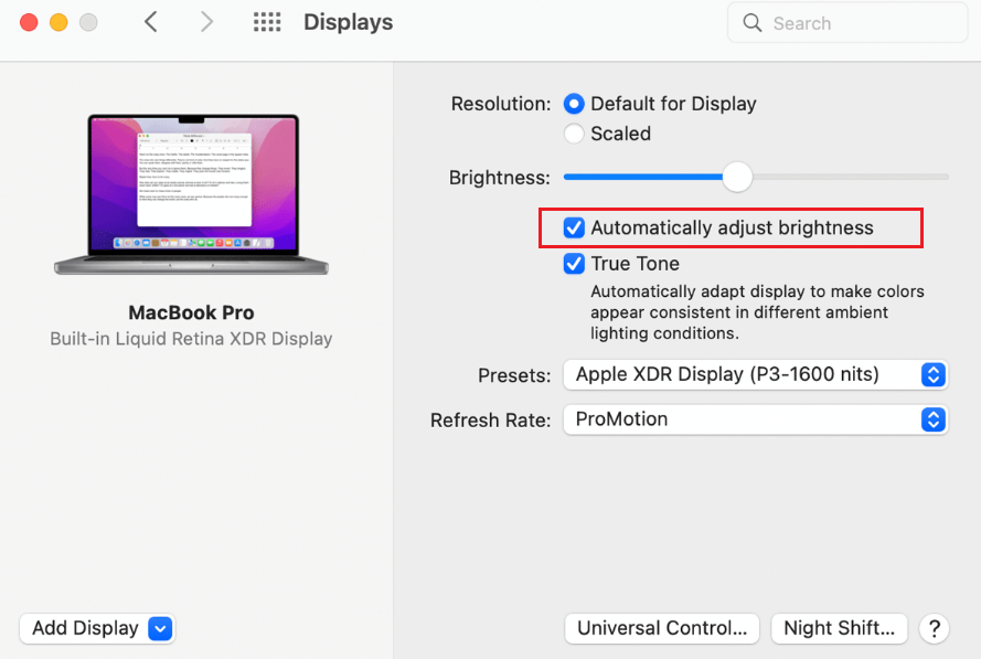 Display Brightness Not Working on Mac